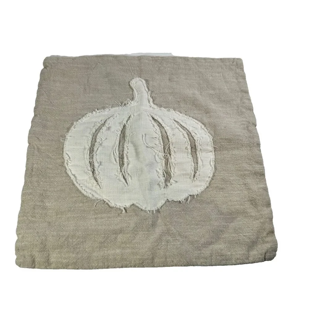 Magaschoni Pumpkin Pillow Cover Beige White Tan Thanksgiving Fall Autumn Cottage